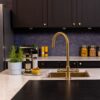 flöde korsa | Traditional Cruciform Style 3 in 1 Instant Boiling Tap | Black Ceramic Levers | Brushed Brass Finish