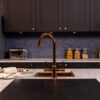 flöde korsa | Traditional Cruciform Style 3 in 1 Instant Boiling Tap | Black Ceramic Levers | Brushed Copper Finish