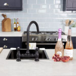 flöde klas | Traditional Bridge Style 3 in 1 Instant Boiling Tap | White Ceramic Levers | Matt Black Finish