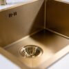 Möckeln | 1.0 Bowl Stainless Steel Kitchen Sink | Inset or Undermounted | Strainer Waste Supplied | Brushed Brass
