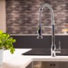 flöde Fjädra | Pull Out Kitchen Sink Mixer Tap | Spring Style Mixer Tap | Chrome | Round Head