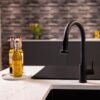 flöde Runda | Kitchen Sink Mixer with Pull out Spray | Matt Black | Round Head