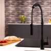 flöde Fjädra | Pull Out Kitchen Sink Mixer Tap | Spring Style Mixer Tap | Matt Black | Square Head
