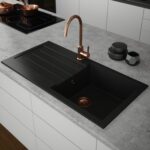 Vänern | 1.0 Bowl Comite Kitchen Sink | Inset with drainer | 1000mm x 500mm | Matt Black Finish | Strainer Waste Supplied