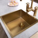 Möckeln | 1.0 Bowl Stainlees Steel Sink | Strainer Waste Supplied | Brushed Gold Finish