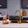 flöde Bryne | Single Lever Kitchen Sink Mixer Tap with Swivel Spout | Brushed Gold Finish