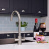 flöde Hammerfest | Dual Lever Kitchen Sink Mixer Tap with Swivel Spout | Brushed Steel Finish