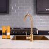 flöde Bryne | Single Lever Kitchen Sink Mixer Tap with Swivel Spout | Brushed Brass Finish