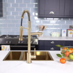 flöde Alta | Single Lever Kitchen Sink Mixer Tap with Swivel Spout | Brushed Brass Finish