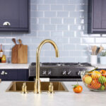 flöde Narvik | Dual Lever 3 Hole Kitchen Tap | Polished Brass Finish