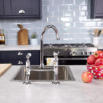 flöde Larvik | Kitchen Dual Lever Bridge Mixer Tap | Polished Chrome Finish
