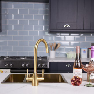 flöde Drammen | Dual Lever Kitchen Mixer | Brushed Brass Finish