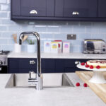 flöde Dellen | Single Lever Kitchen Sink Mixer Tap with Swivel Spout | Square Neck Design | Polished Chrome Finish
