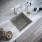 Vänern | 1.0 Bowl Comite Kitchen Sink | 440mm x 440mm x 211mm | Inset or Undermounted | Strainer Waste Supplied | Gloss Grey Finish