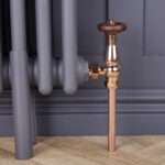 Traditional Style Angled Wood Effect Head TRV & Lockshield | 15mm x 1/2" | Copper