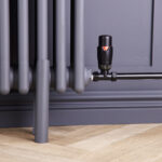 Straight Round Thermostatic TRV & Lockshield | 15mm x 1/2″ | Satin Black
