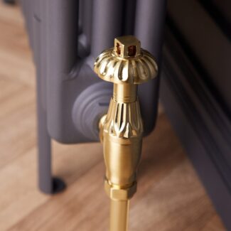 Traditional Style Angled TRV & Lockshield | 15mm x 1/2" | Brushed Brass