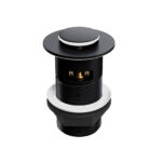 Push Button Click-Clack Basin Waste, Brass Top - Slotted - Matt Black Finish