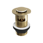 Push Button Click-Clack Basin Waste, Brass Top - Slotted - Brushed Brass Finish