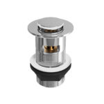 Push Button Click-Clack Basin Waste, Brass Top - Slotted - Chrome Finish
