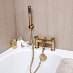 Falun | Bath Shower Mixer | Including Handset and Holder | Brushed Brass