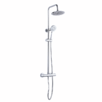 Gavie Round Style Thermostatic Shower Kit | Thin Style Stainless Steel Round Shower Head | Chrome