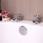 Flode Rutberget Traditional Bath Pillar Taps - Polished Chrome Finish