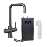 3-in-1 Instant Hot Water Kitchen Tap, Gun Metal Finish, with Corner Tank and Carbon Filter