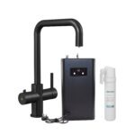 3 in 1 Instant Hot Water Kitchen Tap Kit - Matt Black Finish - with Space Saving Corner Tank and Carbon Filter