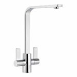 Top-Fix Rena Twin Lever Kitchen Mixer Tap - Quick Install - Chrome - Swivel Spout - Deck-Mounted - Top Fix Installation